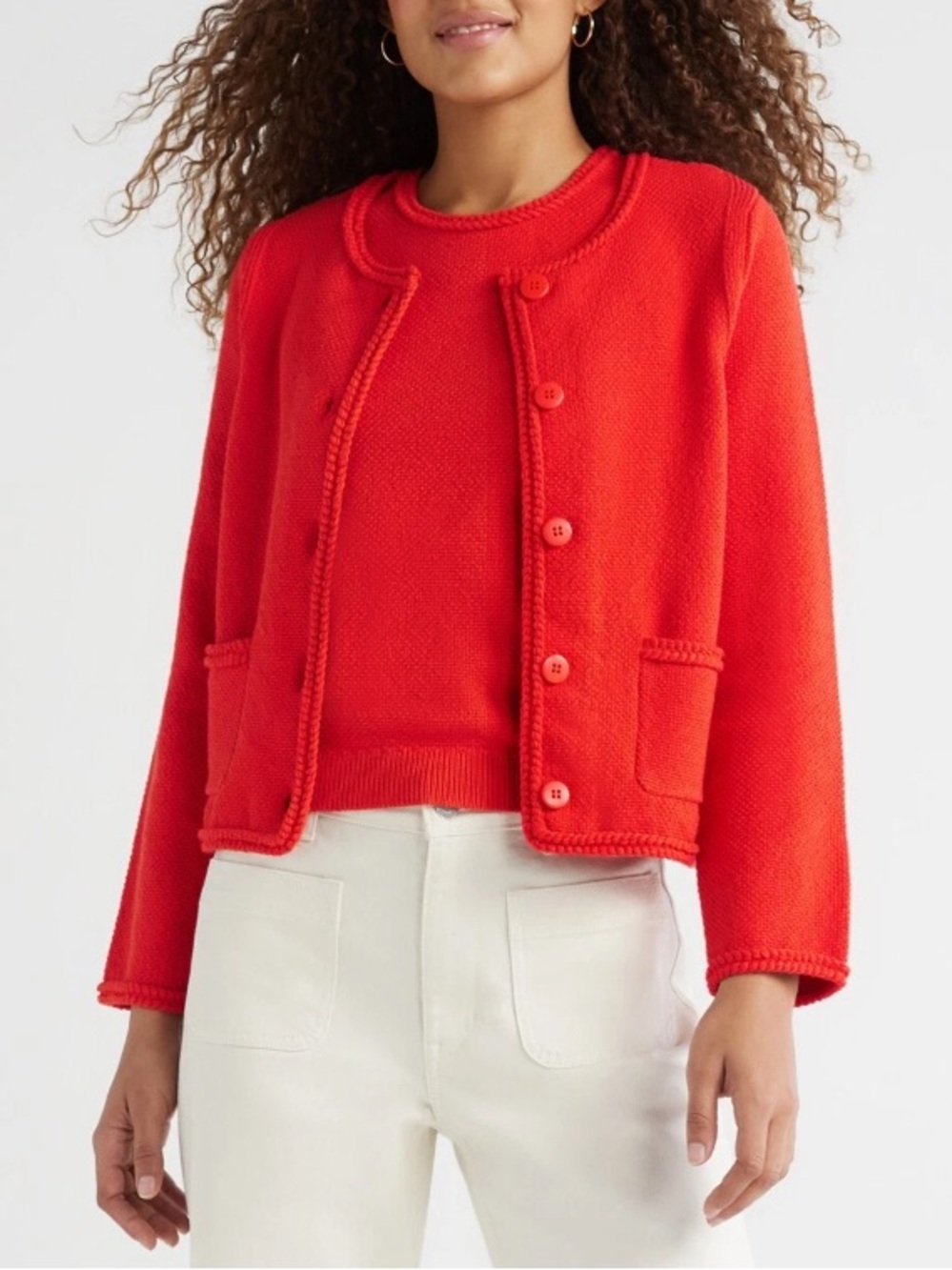 Free Assembly Crochet Trim Cardigan NWT